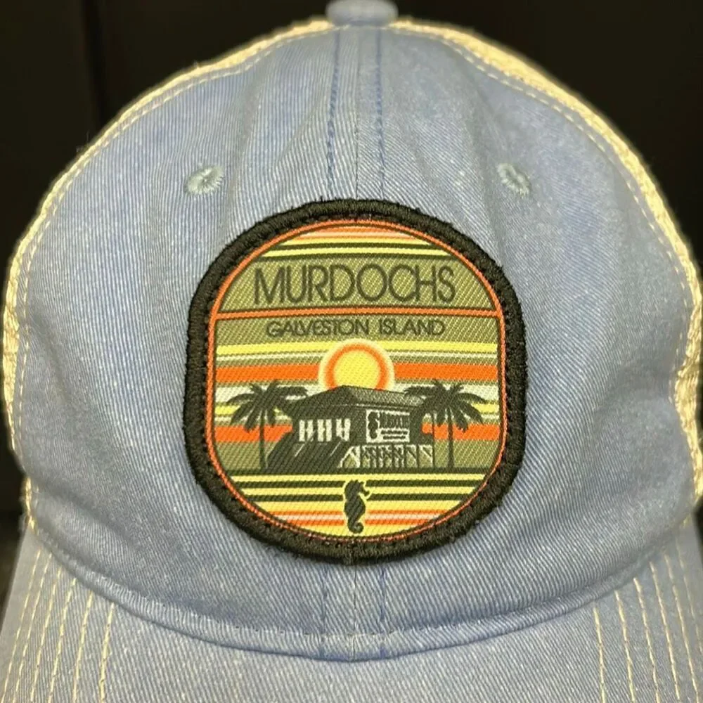 Zephyr Murdoch's Galveston Island Trucker Hat Cap Mesh Back Snapback TX Lt Blue